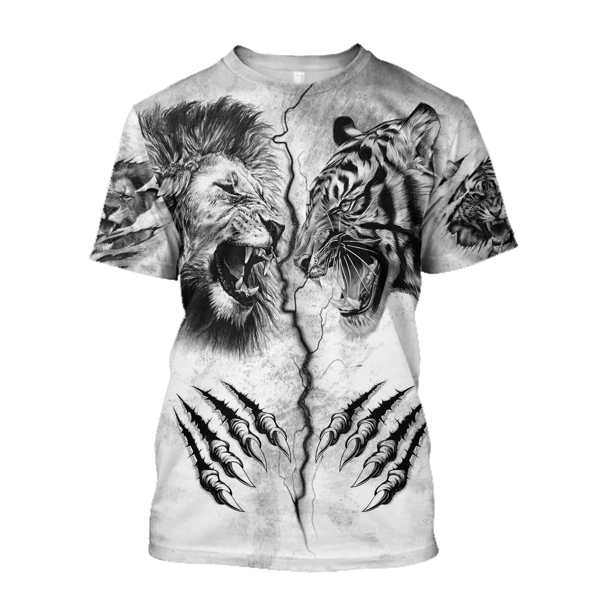 Tiger vs Lion Tattoo Over Printed Shirt For Men and Women