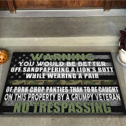 Warning - Grumpy Veteran Door Mat