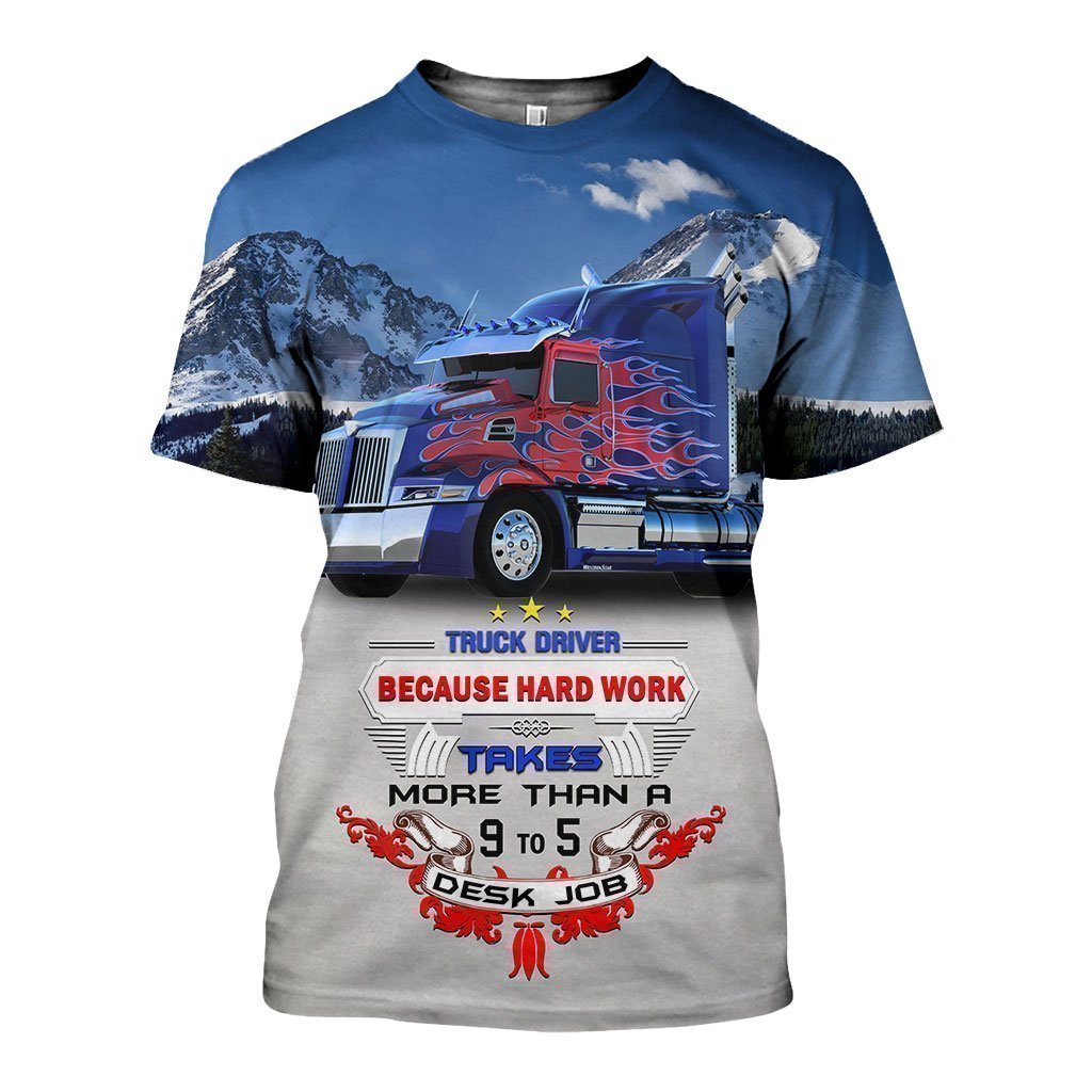 3D All Over Printed Truck Driver 9 to 5 Driver Shirts and Shorts-Apparel-6teenth World-T-Shirt-S-Vibe Cosy™
