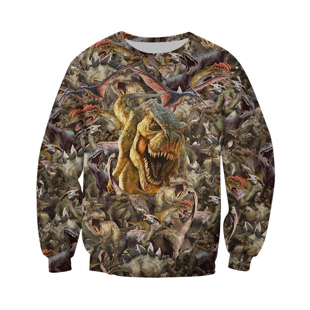 3D All Over Printed Dinosaurs Collection Shirts and Shorts-3D All Over Printed Clothes-HP Arts-Long-sleeved Shirt-XS-Vibe Cosy™