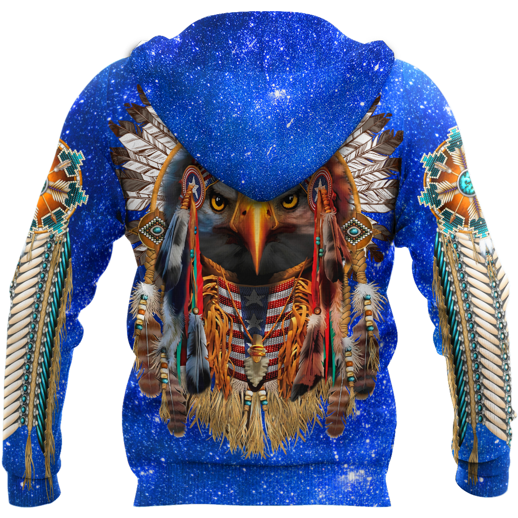 Eagle Native American Blue Galaxy 3D All Over Printed Shirts DA140920202-LAM