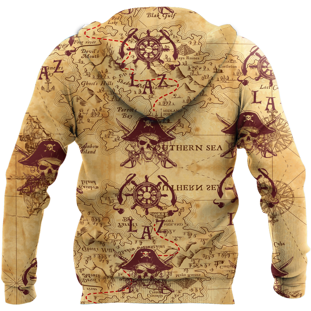 Caribbean Map Over Printed Hoodie