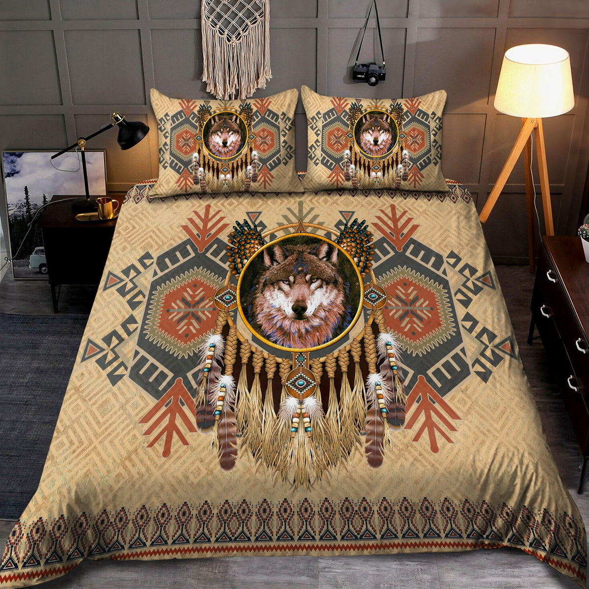 Native Wolf 3D All Over Printed Bedding Set