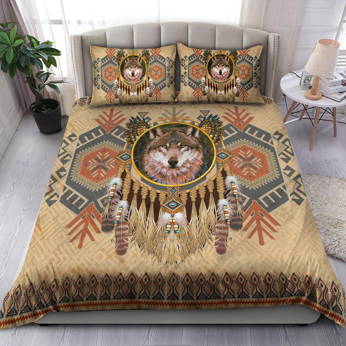Native Wolf 3D All Over Printed Bedding Set