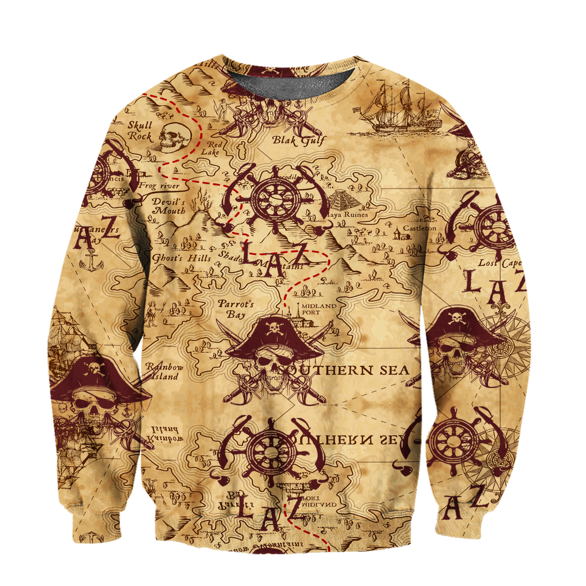 Caribbean Map Over Printed Hoodie