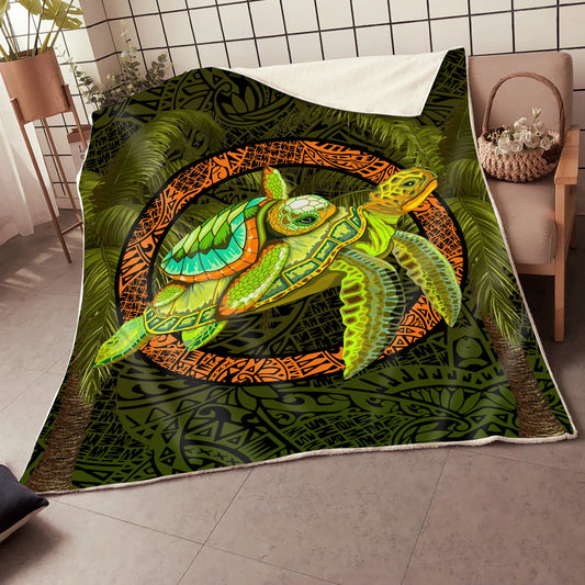 Premium Turtle Palm Tree Blanket