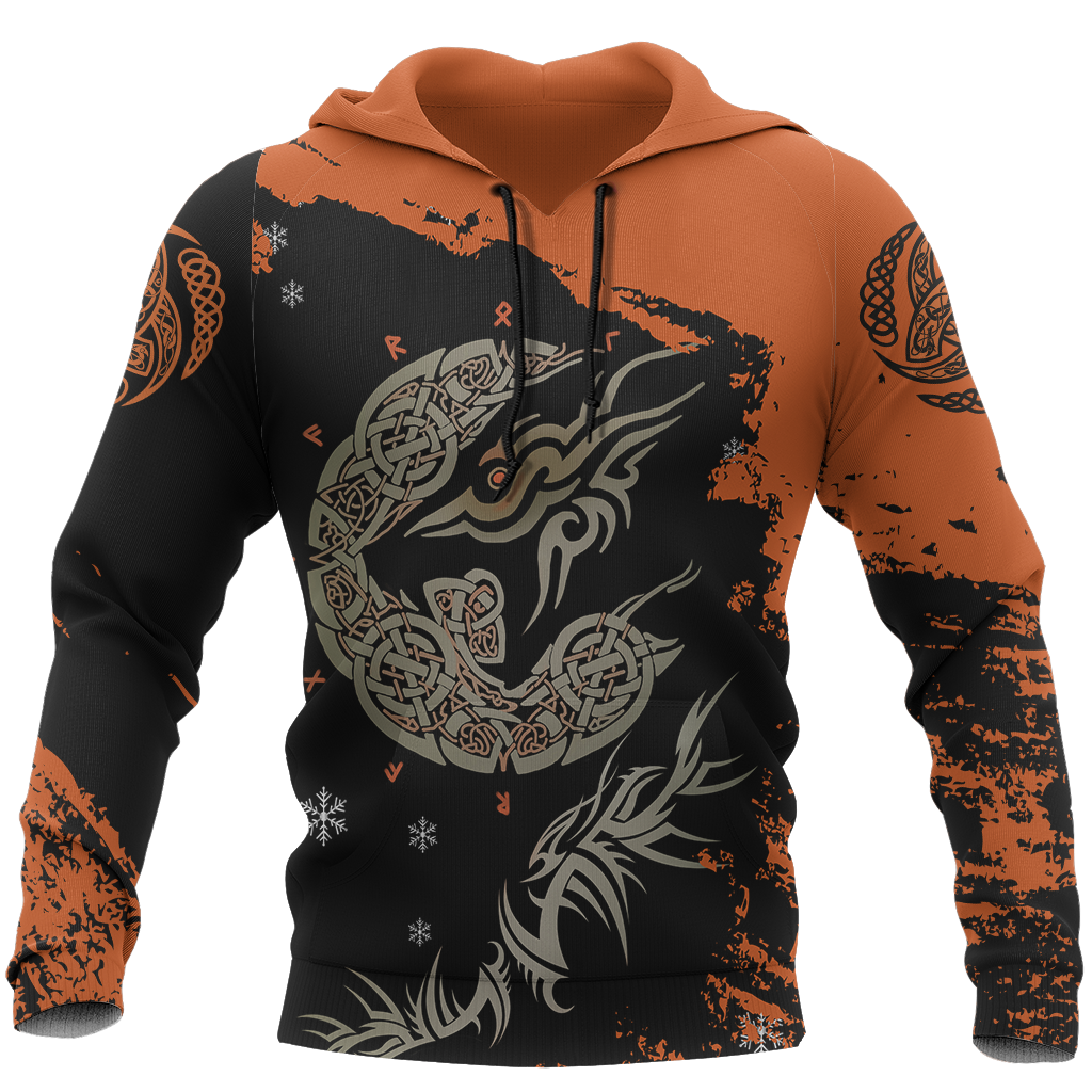 Viking Fenrir Wolf On Fire Pullover-Apparel-HP Arts-Hoodie-S-Vibe Cosy™