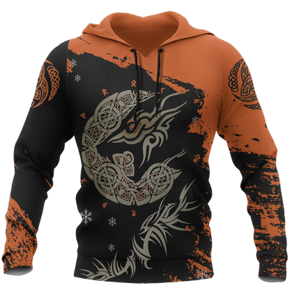 Viking Fenrir Wolf On Fire Pullover-Apparel-HP Arts-Hoodie-S-Vibe Cosy™