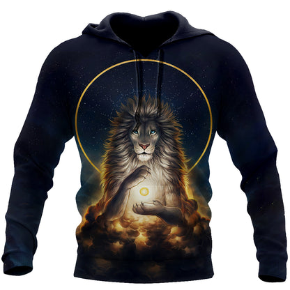 3D Magical Lion God Over Printed Hoodie