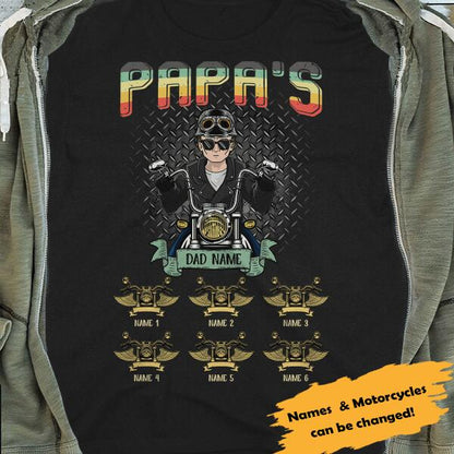 PaPa's Biker Gang Personalized T-Shirt, Best Gift for Dad and Grandfather