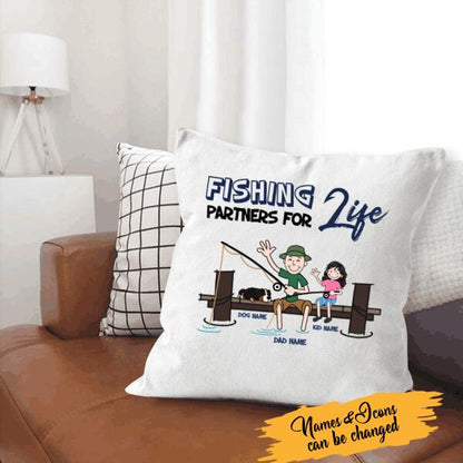 Fishing Partner For Life Personalized Canvas Throw Pillow