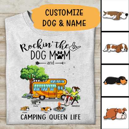 Rockin The Dog Mom And Camping Queen Life Personalized T-shirt Best Gift For Dog Lover Best Friends