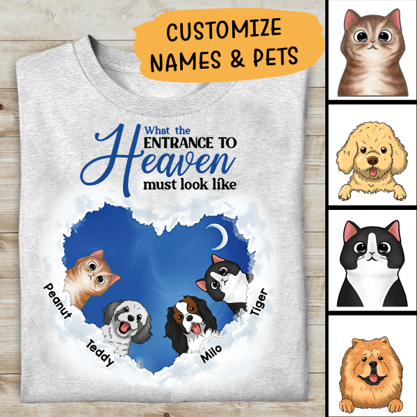 Entrance To Heaven Dogs Cats Personalized T-Shirt, Best Gift For Dogs Cats Lovers