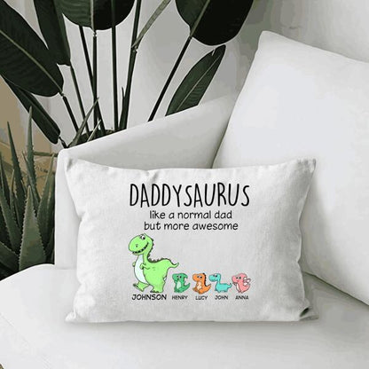Daddy Saurus Personalized Gift Canvas Throw Pillow