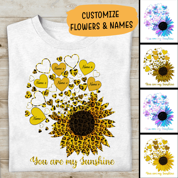 Mom Grandma Little Sunshine Personalized T-Shirt, Gift  For Family