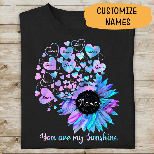 Mom Grandma Little Sunshine Personalized T-Shirt, Gift  For Family