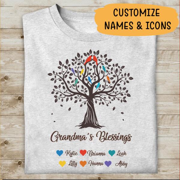 Grandma's Blessings Personalized T-shirt  Special Gift For Mom Mother Grandma