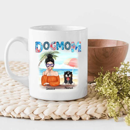 Dog Mom On The Beach Personalized Mug For Dog Lover Mother