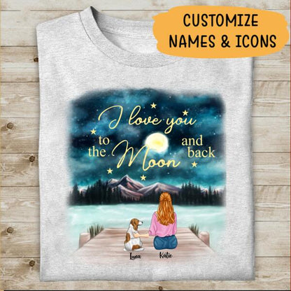 I Love You To The Moon And Back Personalized T-Shirt, Mug, Matte Canvas, Canvas Throw Pillow, Special Gifts For Dog Lovers