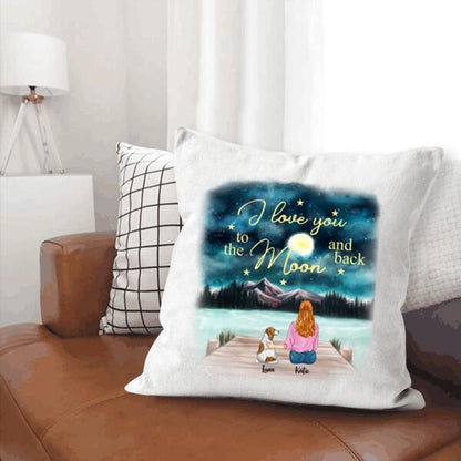 I Love You To The Moon And Back Personalized T-Shirt, Mug, Matte Canvas, Canvas Throw Pillow, Special Gifts For Dog Lovers