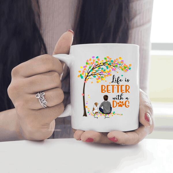 Life Is Better With A Dog Personalized T-Shirt, Mug, Poster, Canvas Throw Pillow, Canvas, Best Gifts For Dad And Dog Lovers