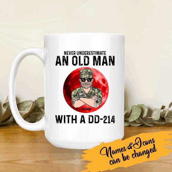 Never Underestimate An Old Man With A DD-214 Personalized Shirt For Dad Father Papa