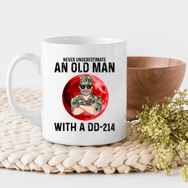 Never Underestimate An Old Man With A DD-214 Personalized Shirt For Dad Father Papa