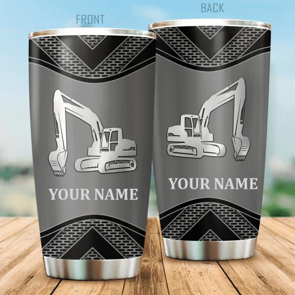 Personalized Construction Excavator Steel Tumbler All Over Printed Special Gift