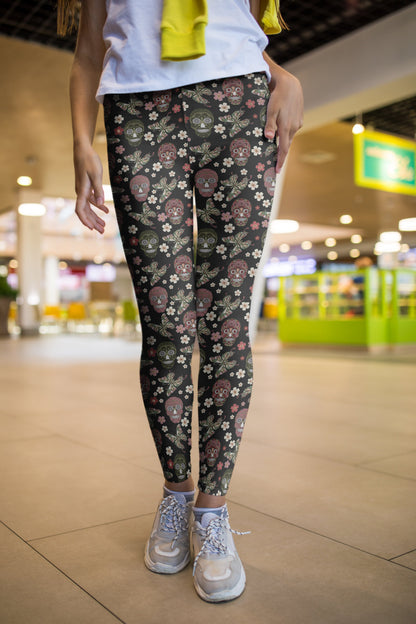 3D All Over Print Skull butterfly Legging-Apparel-Khanh Arts-Legging-S-Vibe Cosy™