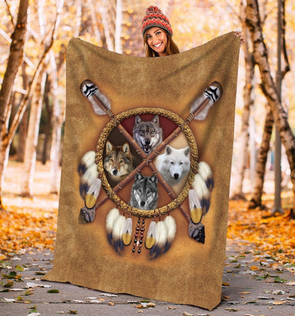 Wolf Native American 3D All Over Printed Blanket