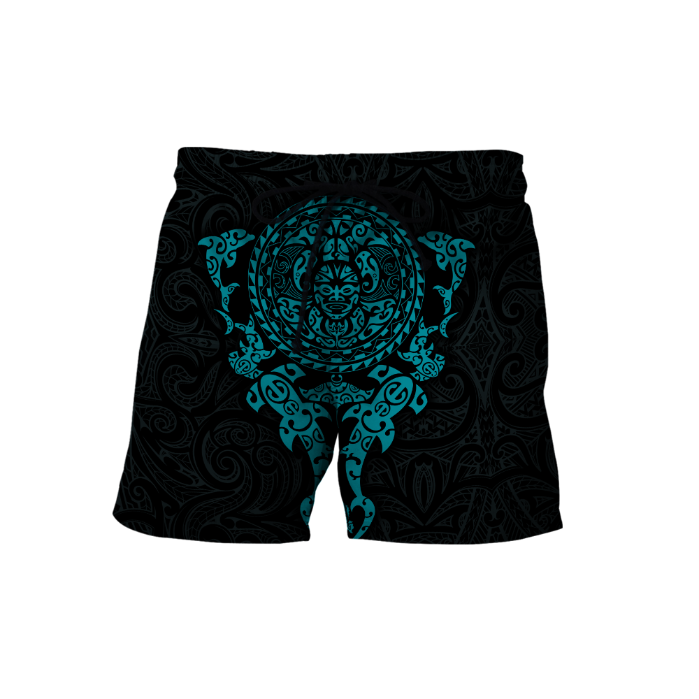 Maori tangaroa blue tattoo 3d all over printed shirt and short for man and women HHT20072001-Apparel-PL8386-Shorts-S-Vibe Cosy™