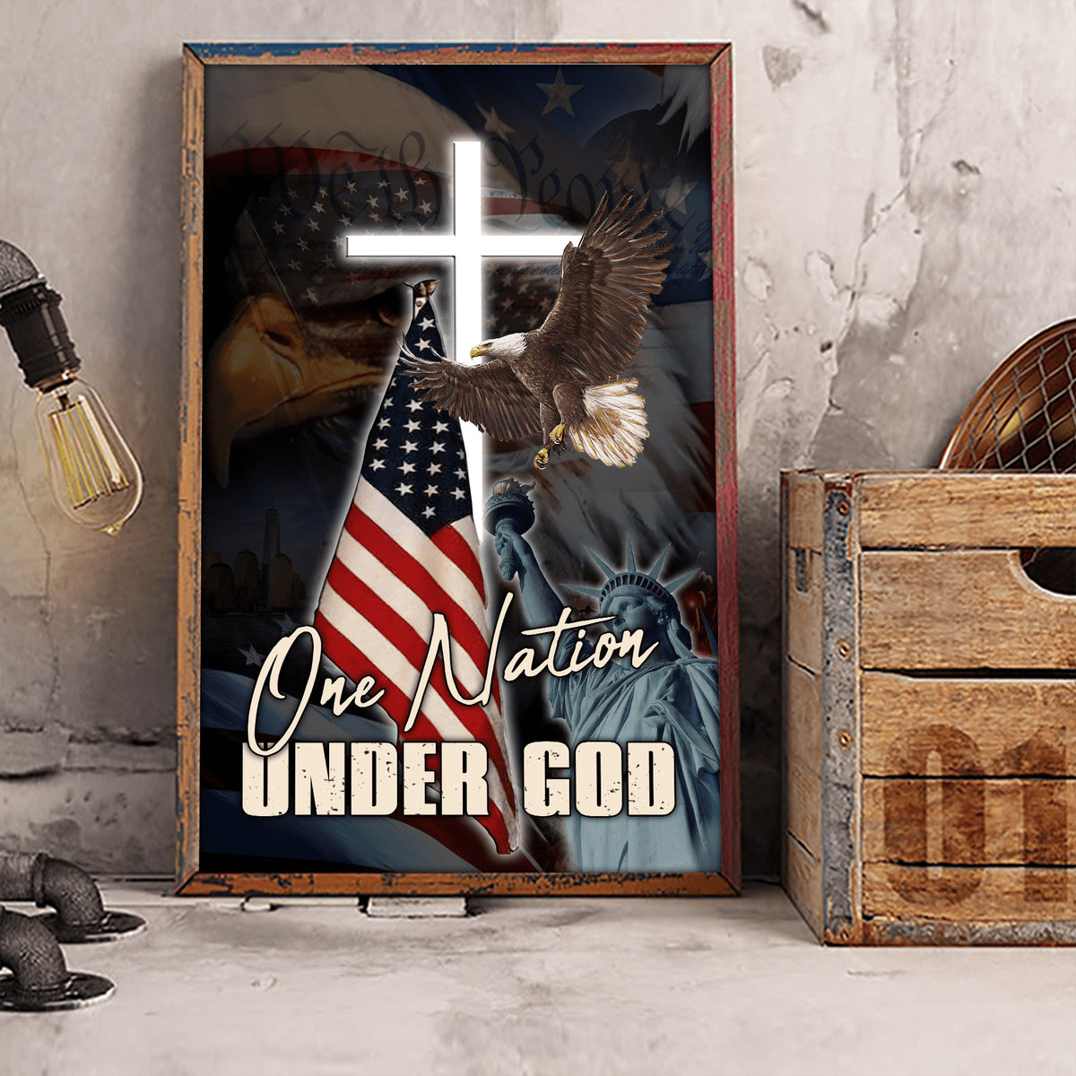 American - One Nation Under God Poster Vertical 3D Printed