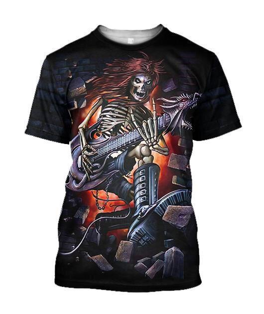 Rock and roll Skull music 3D all over printed for man and women JJ27062002-Apparel-PL8386-T- Shirt-S-Vibe Cosy™