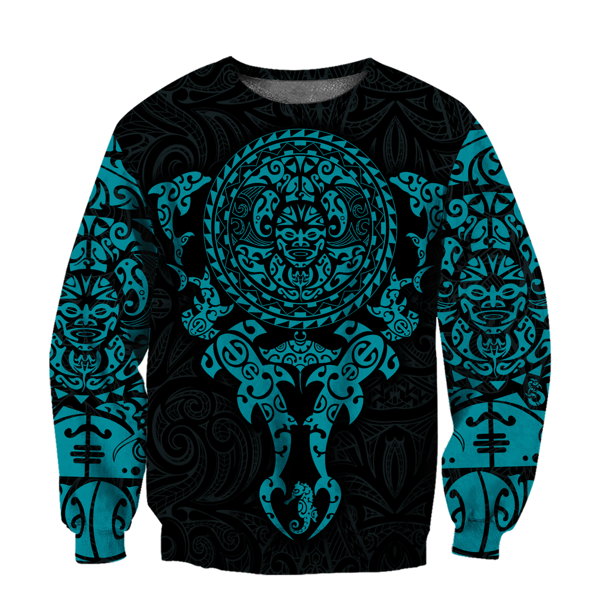 Maori tangaroa blue tattoo 3d all over printed shirt and short for man and women HHT20072001-Apparel-PL8386-Sweatshirt-S-Vibe Cosy™