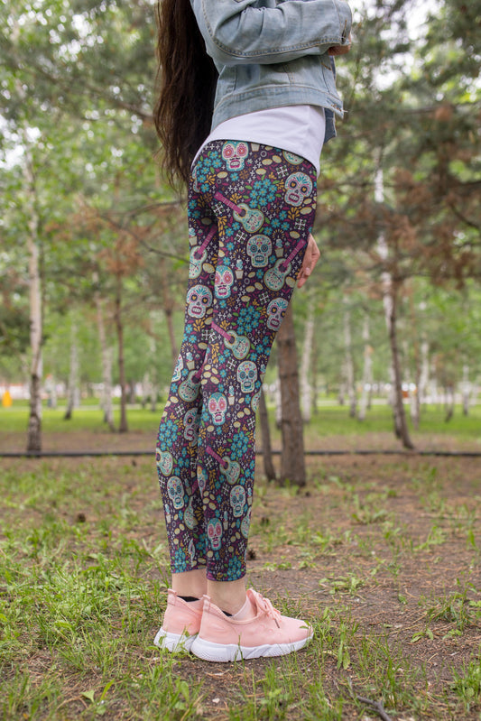 3D All Over Print Skull Guitar Legging-Apparel-Khanh Arts-Legging-S-Vibe Cosy™