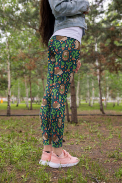 All Over Printing Scarlet Hedgehog And Cactus Hoodie Dress-Apparel-Phaethon-Hoodie Dress-S-Vibe Cosy™