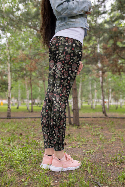3D All Over Print Skull butterfly Legging-Apparel-Khanh Arts-Legging-S-Vibe Cosy™