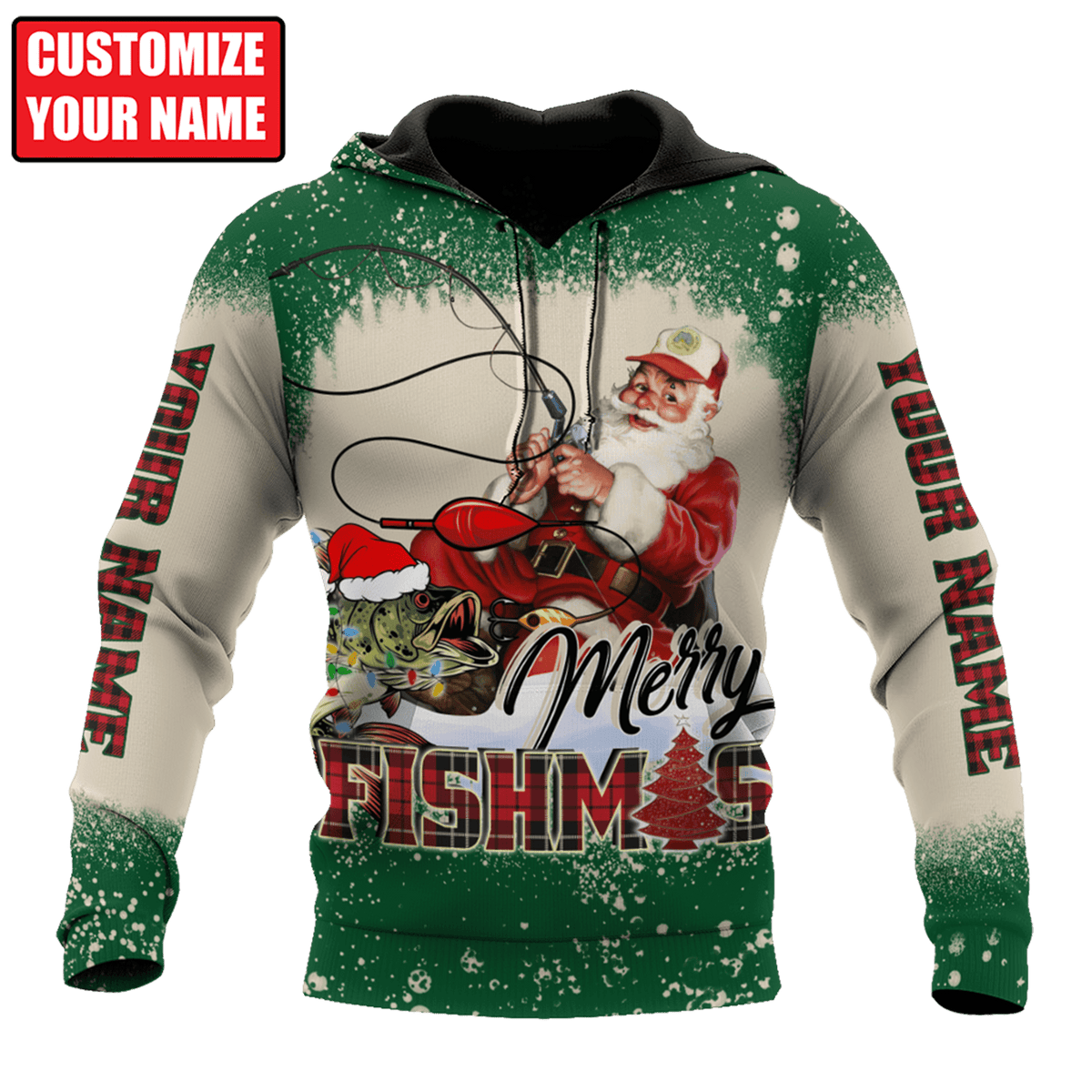 Customized Name Merry Fishmas 3D All Over Printed Unisex Shirts