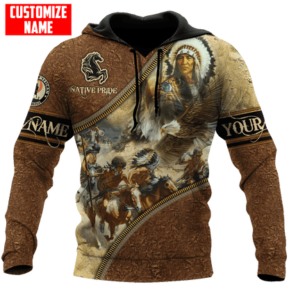 Customized name Eagle Chief Native Warrior American Spirit 3D All Over Printed Shirts