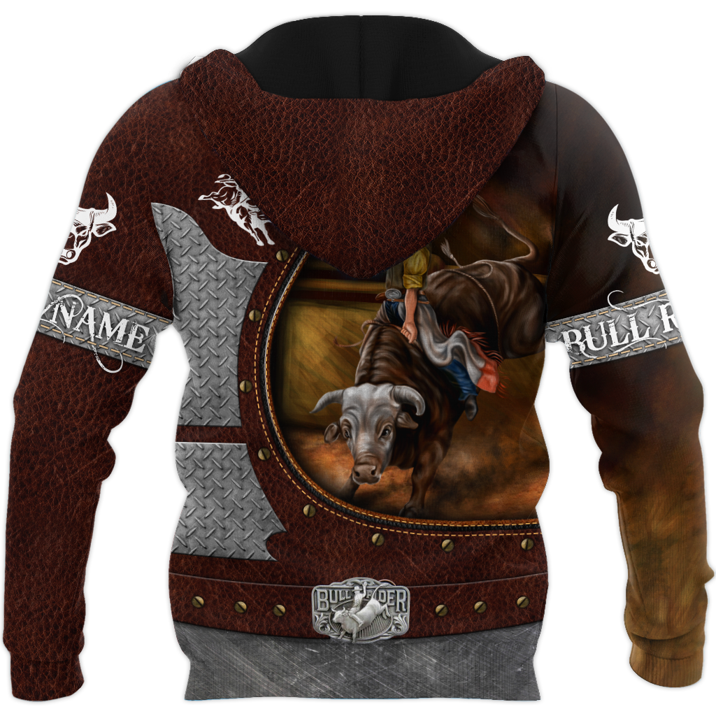 Personalized Name Bull Riding 3D All Over Printed Unisex Shirts Brown Ver