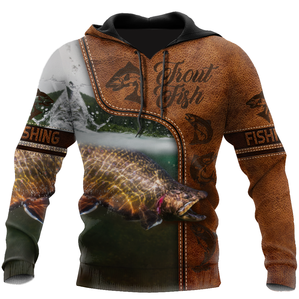 Trout Fishing water camo Cosplay leather 3D print shirts