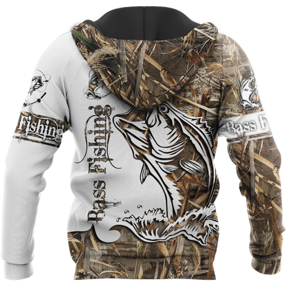 Bass Fishing Sport Muddy Water Camo tattoo 3D shirts for men and women