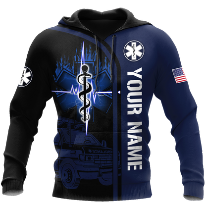Premium Customized Name n Flag 3D All Over Printed Unisex Shirts For EMS Worker