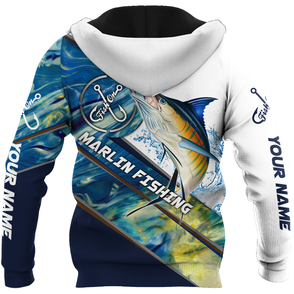 Custom name Marlin Fishing camo 3D print shirts