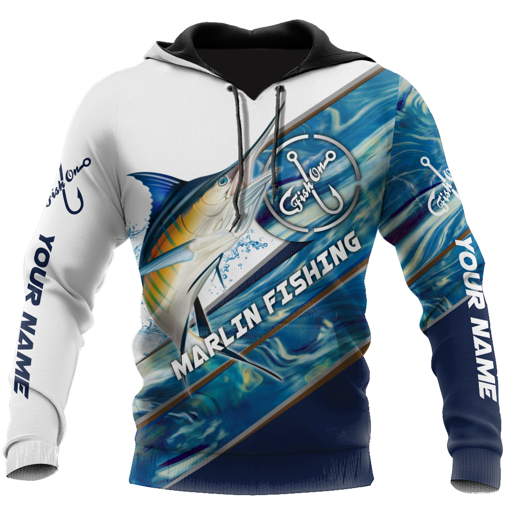 Custom name Marlin Fishing camo 3D print shirts
