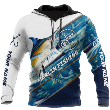 Custom name Marlin Fishing camo 3D print shirts