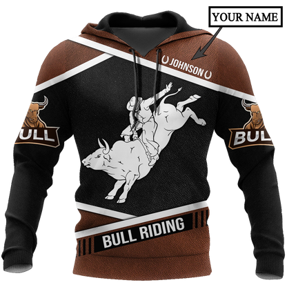 Customize Name Bull Riding 3D All Over Printed Unisex Shirts Love Bull