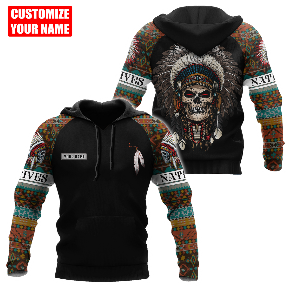 Customized name Native American 3D All Over Printed Unisex Shirts