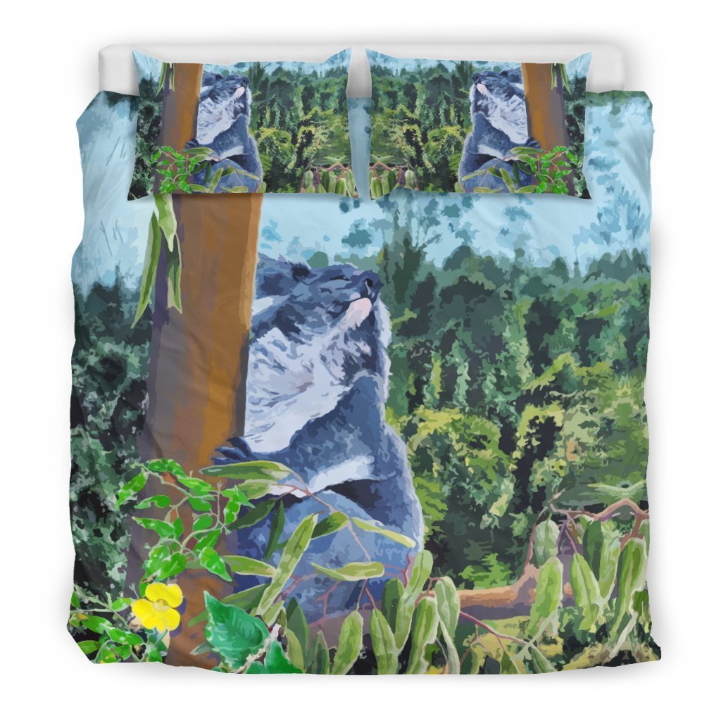 AUSTRALIA KOALA BEDDING SET D6-BEDDING SETS-HP Arts-Bedding Set - Black - AUSTRALIA KAOLA BEDDING SET D6-King-Vibe Cosy™