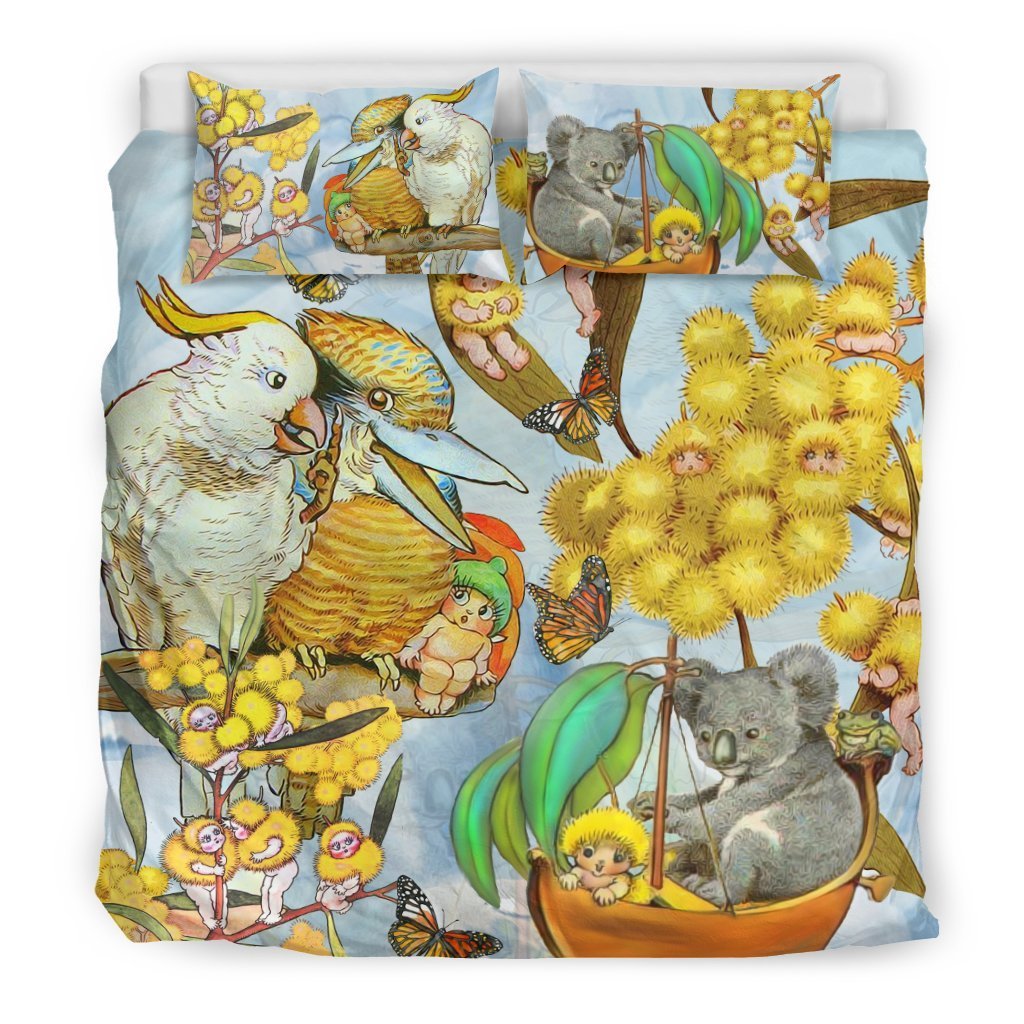Australia Koala Kookaburra Duvet Cover k7-BEDDING SETS-HP Arts-Bedding Set - Black - Australia Koala Kookaburra Duvet Cover K2-King-Vibe Cosy™